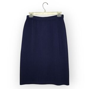 ST. JOHN Knit Knee-Length Skirt in Navy Blue 6
